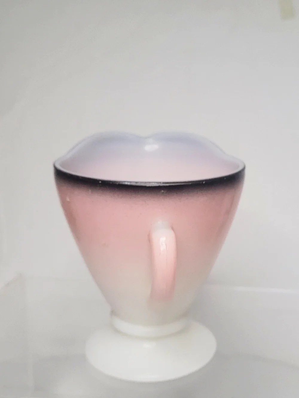 Vintage 1930s Hazel Atlas Ovide Platonite Milk Glass Pink to Black Ombre Creamer
